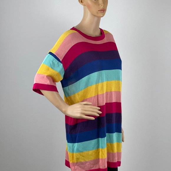 Multicolor Striped Colorblock Round Neck Tunic - Picture 8 of 8